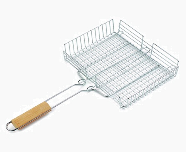 Doppia griglia con manico in legno