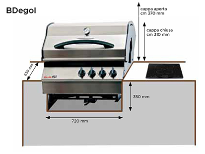 barbecue DolcevitaEgo da incasso con piano cottura ad induzione